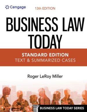 Test Bank for Business Law Today - Standard Edition: Text and Summarized Cases 13th Edition Miller