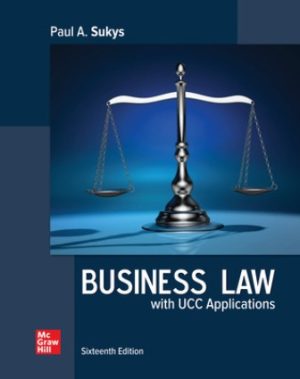 Test Bank for Business Law with UCC Applications 16/E Sukys