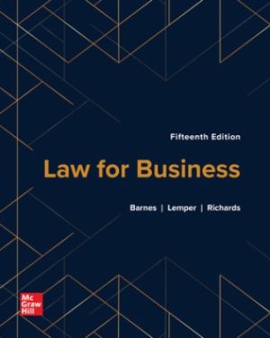 Test Bank for Law for Business 15/E Barnes