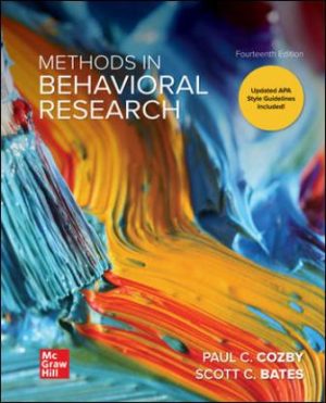 Test Bank for Methods in Behavioral Research 14/E Cozby