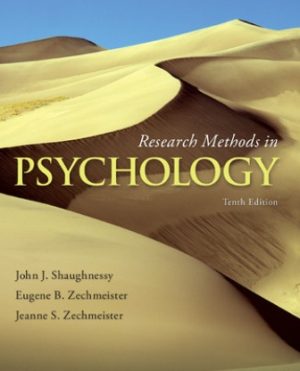 Test Bank for Research Methods in Psychology 10/E Shaughnessy